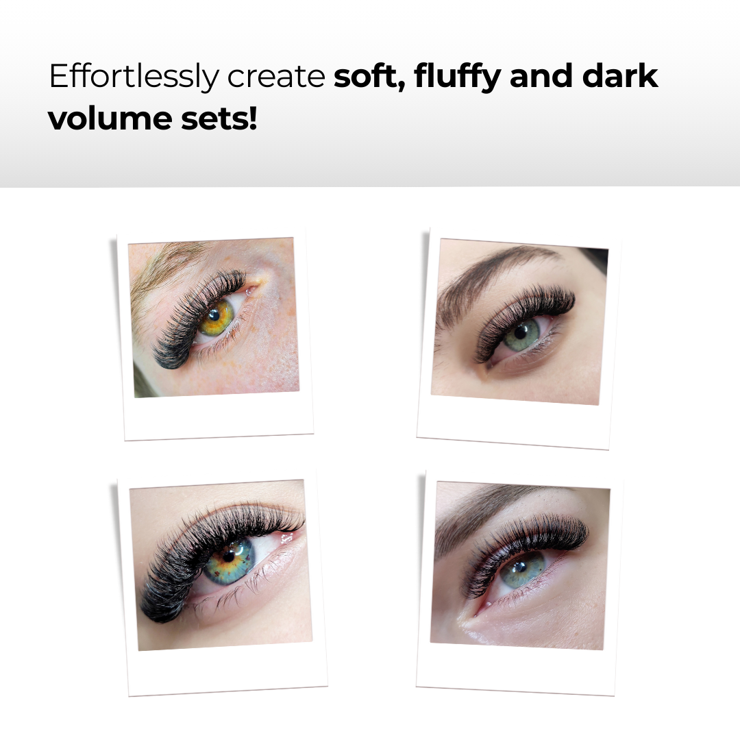 8D Premade Volume Fans Ultra Dark Long Stem