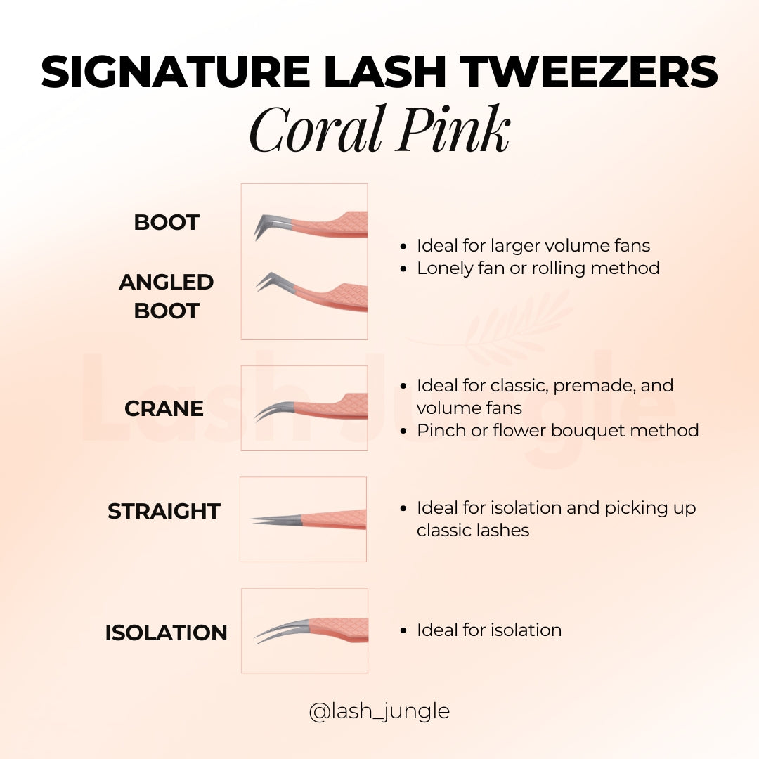 Signature Coral Pink Lash Tweezers Bundle