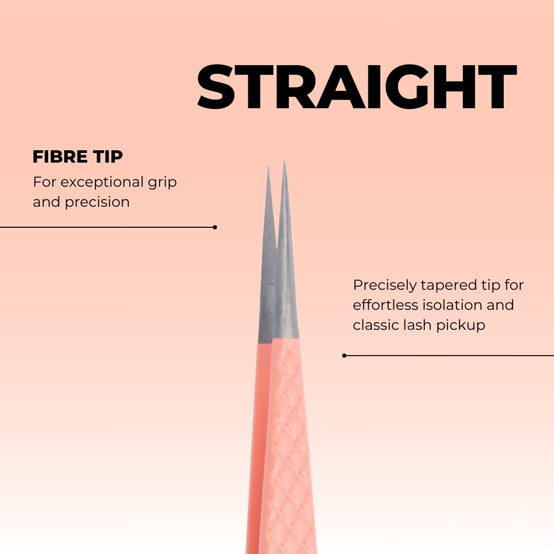 Signature Coral Pink Lash Tweezers – Straight