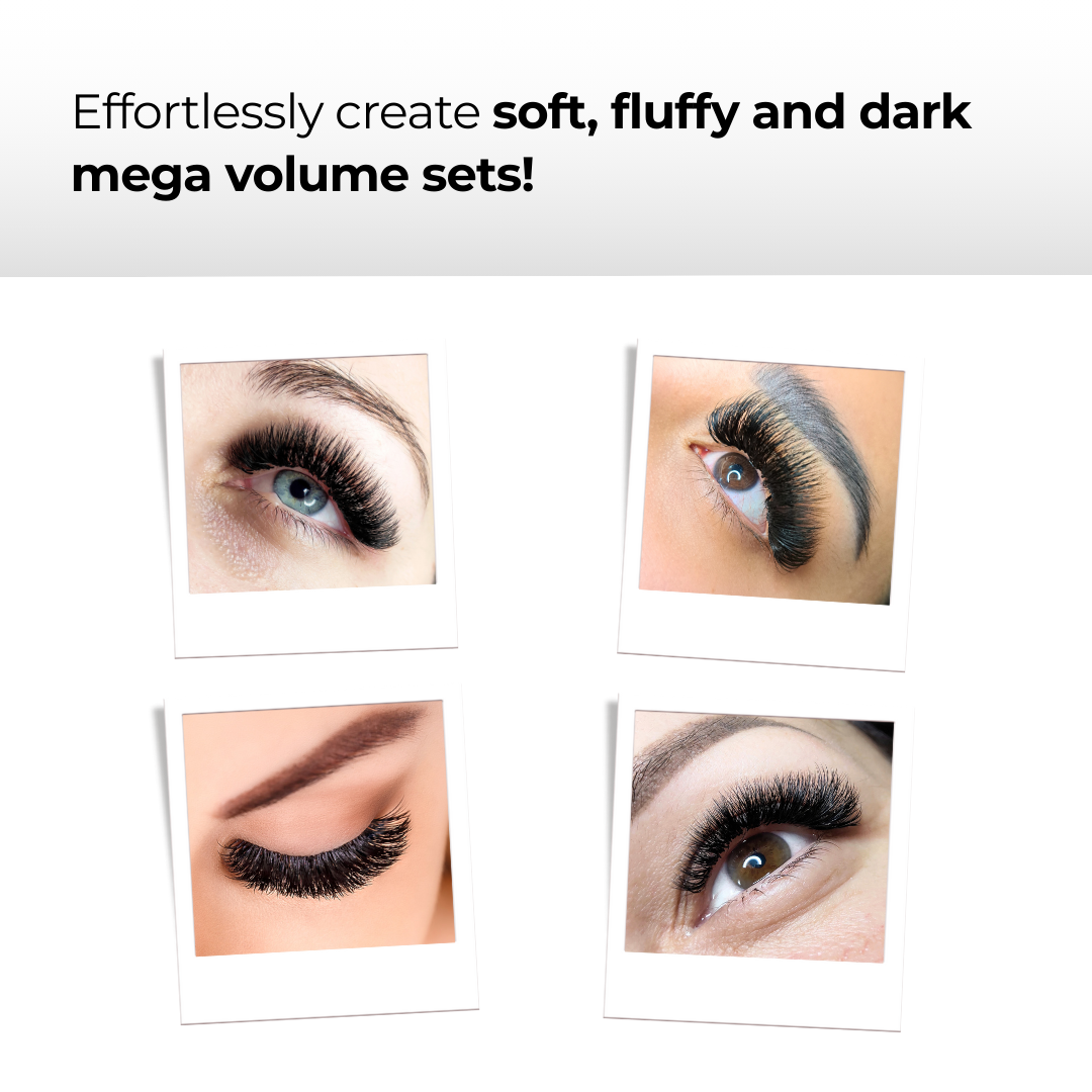 14D Premade Volume Fans Ultra Dark Short Stem