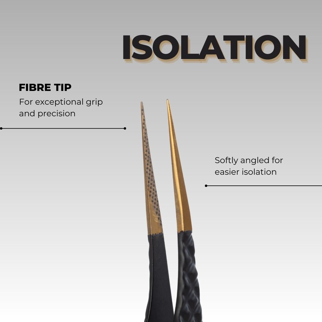 Black Fibre Tip Lash Tweezers - Isolation for eyelash extensions
