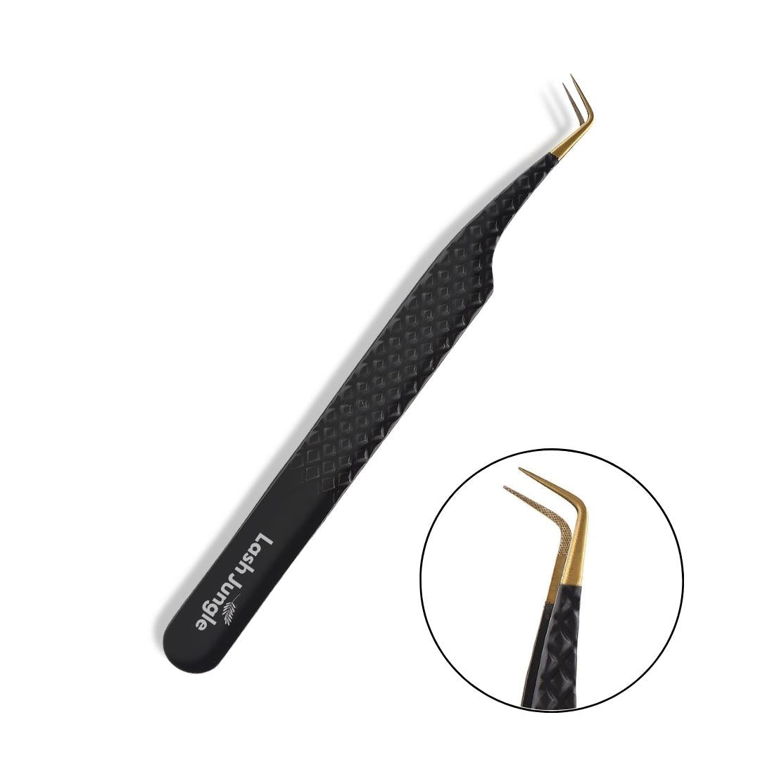 Fibre Tip Black Lash Tweezers - Slim Boot for eyelash extensions