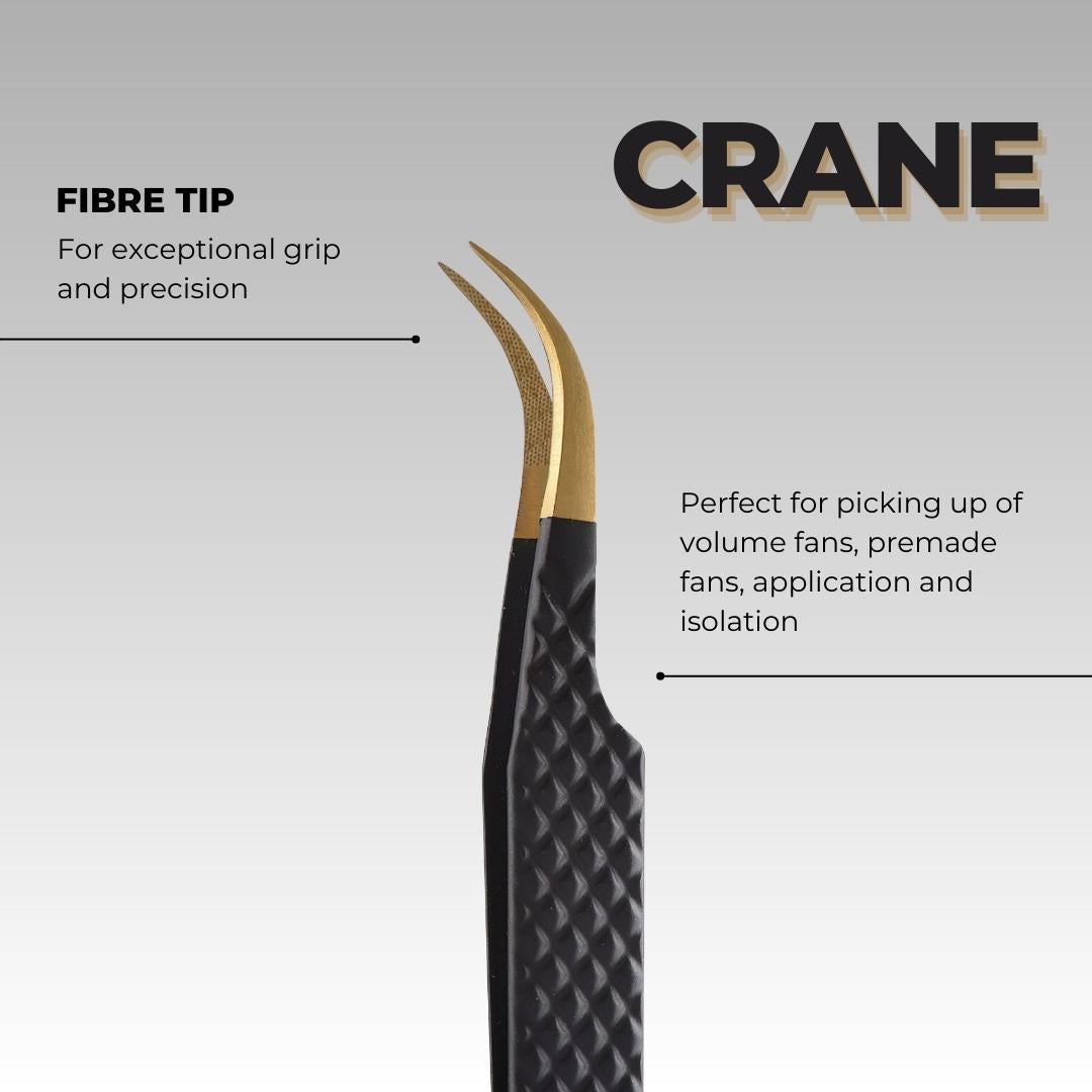 Fibre Tip Black Lash Tweezers - Crane for eyelash extensions