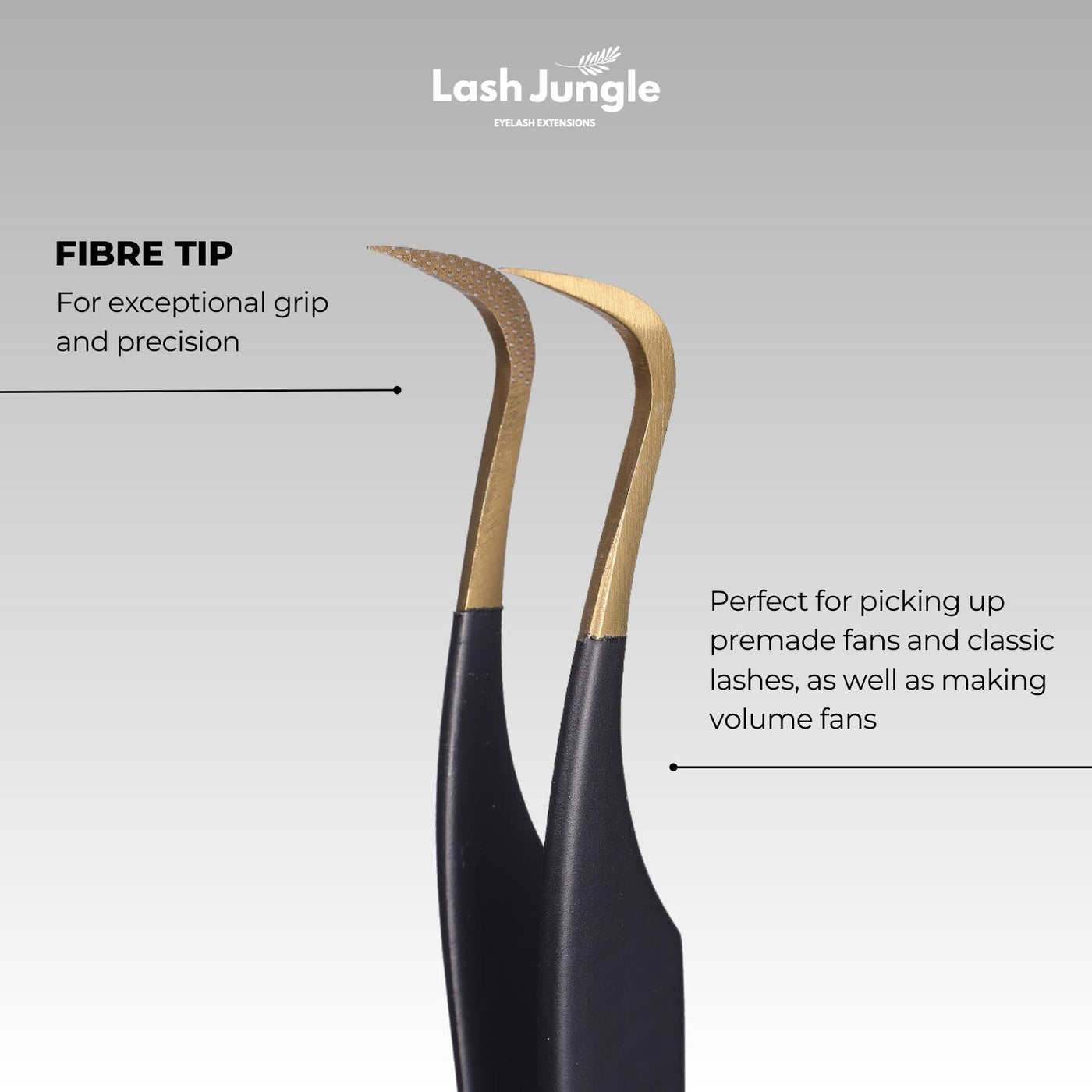 M curve fibre tip lash tweezers - black for eyelash extensions