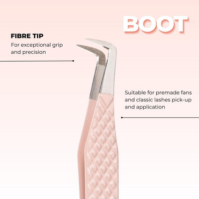 Pink Fibre Tip Lash Tweezers Boot