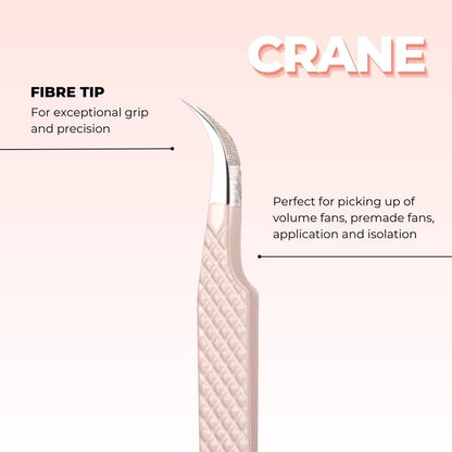 Pink Fibre Tip Lash Tweezers Crane