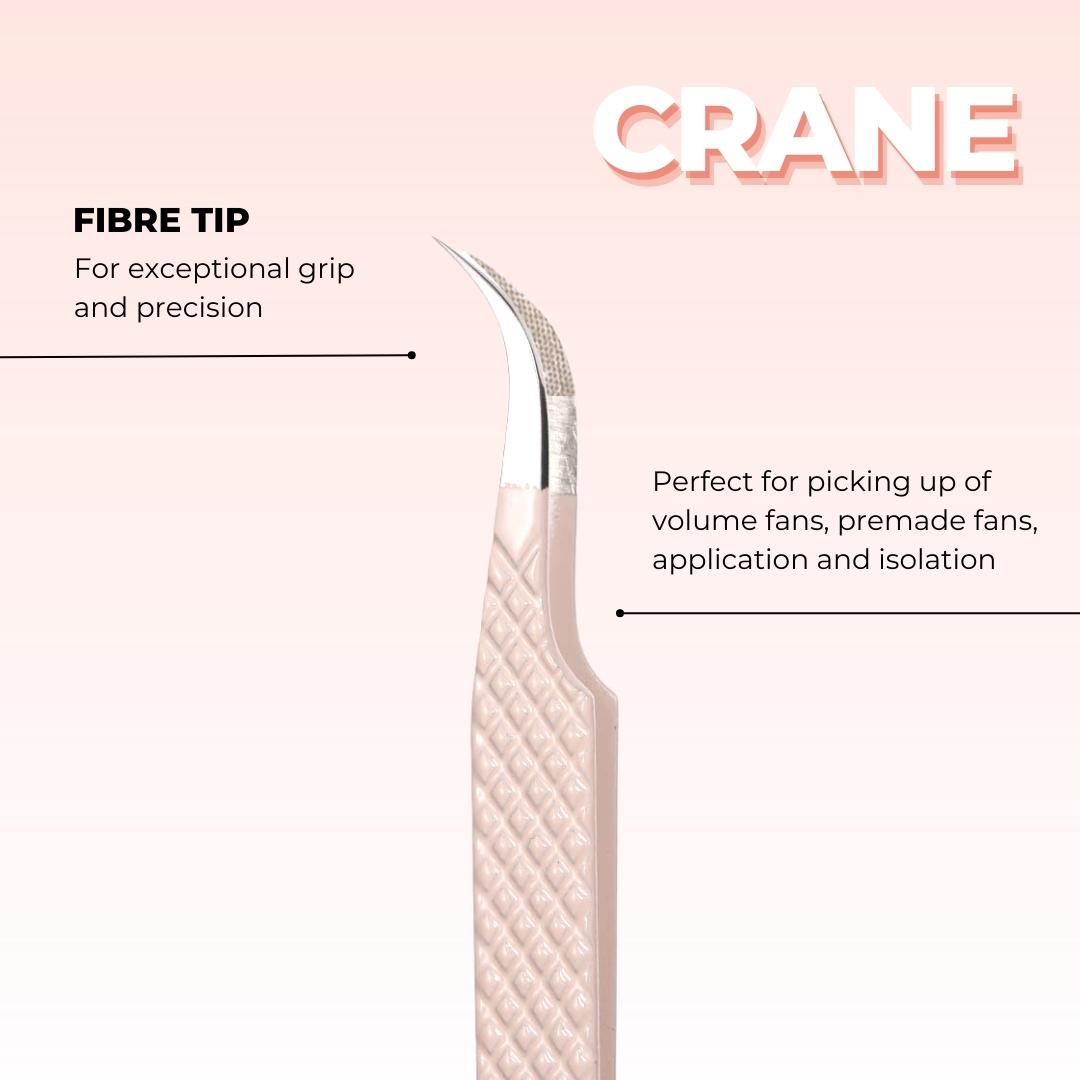 Pink Fibre Tip Lash Tweezers Crane