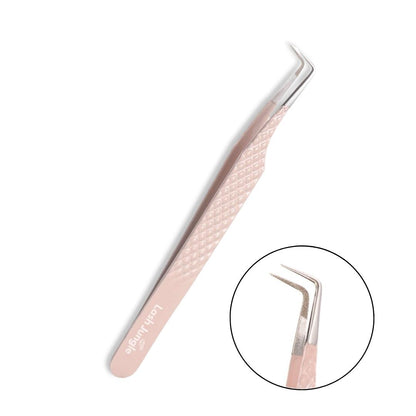 Pink Fibre Tip Lash Tweezers Slim Boot