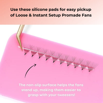 Silicone Reusable Eyelash Extensions Pad Pink with Promade fans
