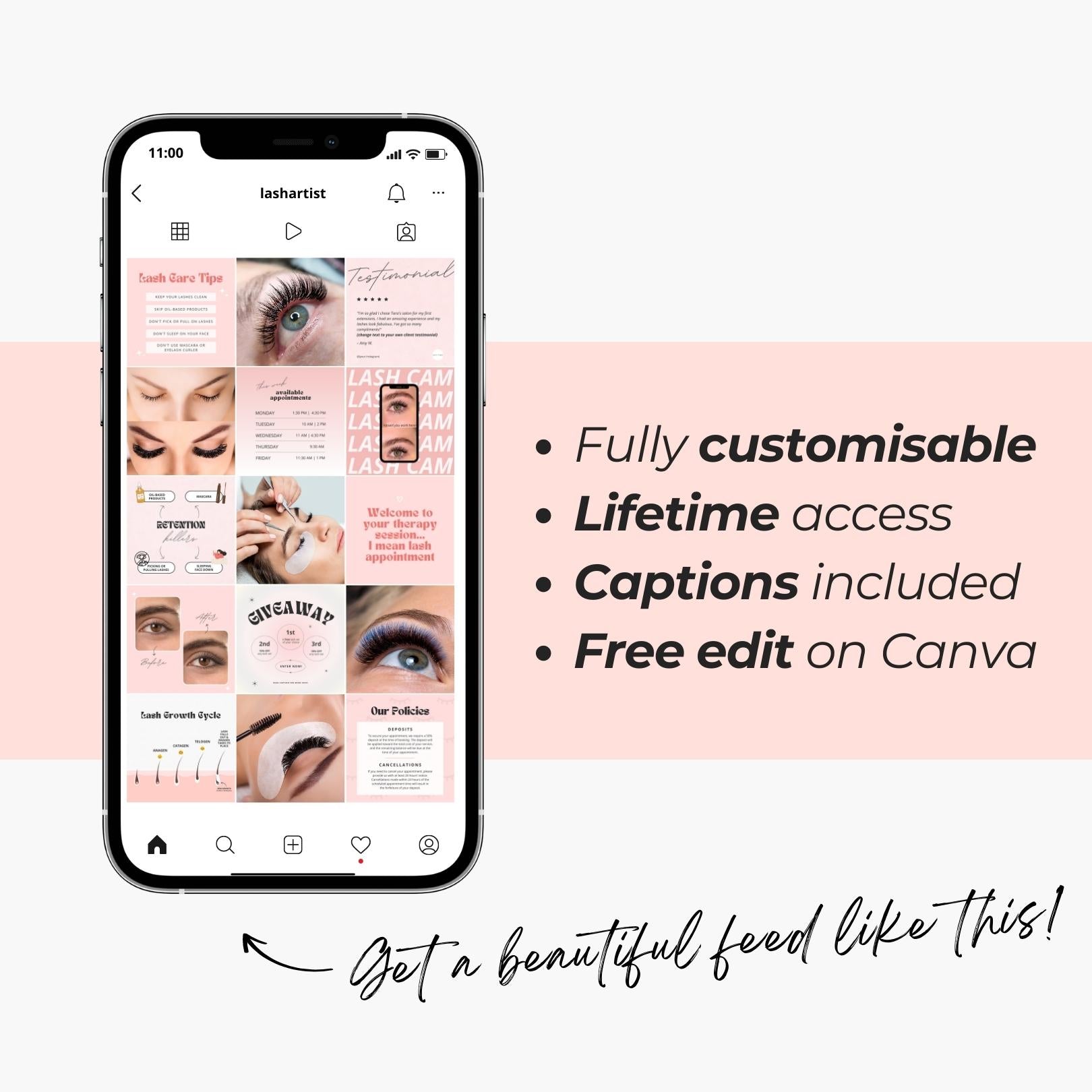 150 Social Media Templates and Captions for Lash Artists