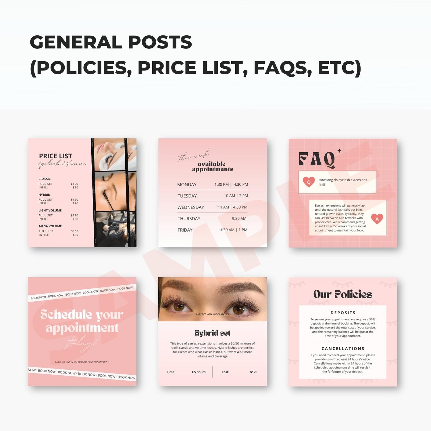 150 Social Media Templates and Captions for Lash Artists