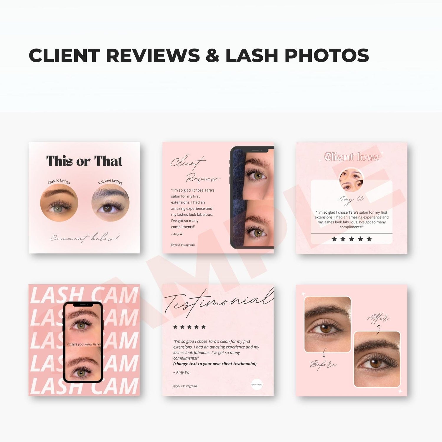 150 Social Media Templates and Captions for Lash Artists