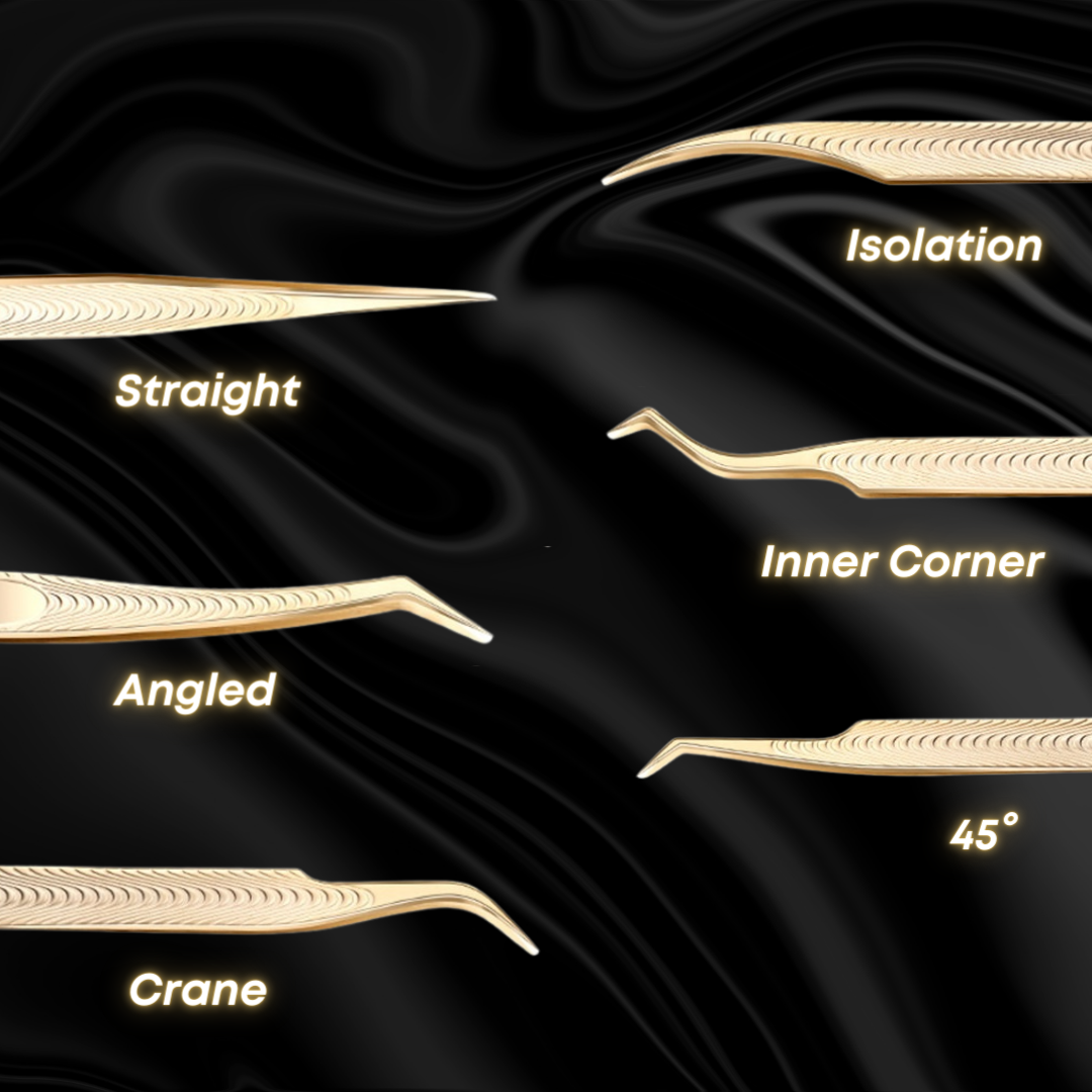 Gold Tweezers Bundle for Eyelash Extensions