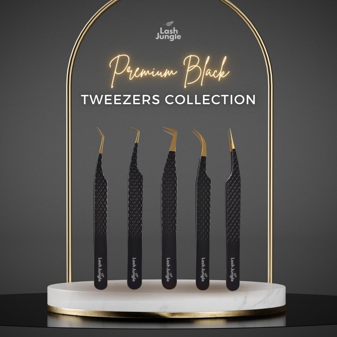 Black Tweezers pack bundle for eyelash extensions