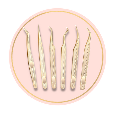 Gold Tweezers Bundle for Eyelash Extensions