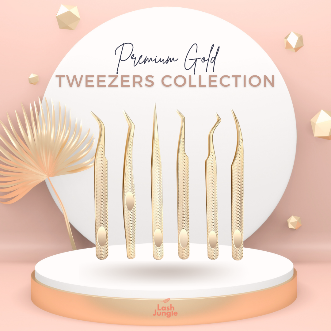 Lash Jungle Premium Gold Tweezers 45° 